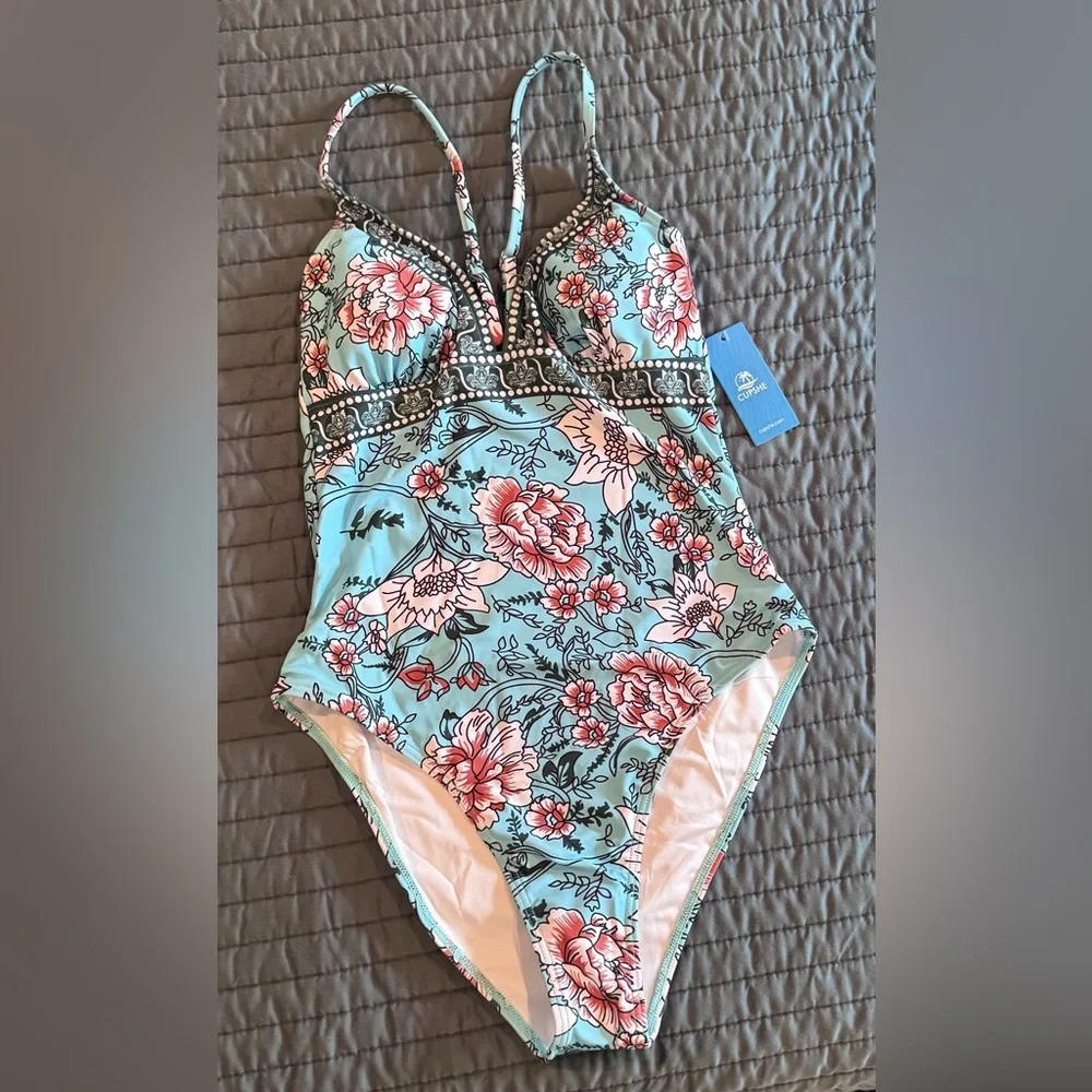 NWT Cupshe Floral One-Piece Swimsuit - Picture 6 of 9